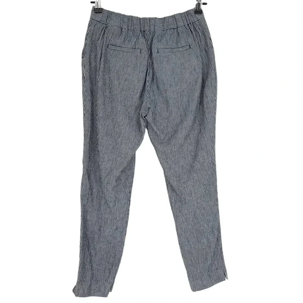 Banana Republic Hayden Ankle Pants Linen Blue Conductor Striped Petite